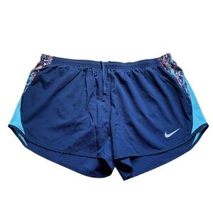 Nike dri-fit activewear sports shorts navy blue detailed logo polyester Xl